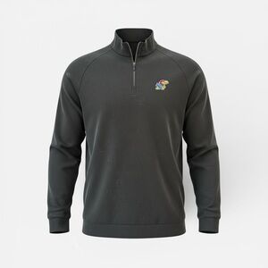 adidas Men's Kansas City Jayhawks Black Charcoal Quarter Zip-Up Active Wear